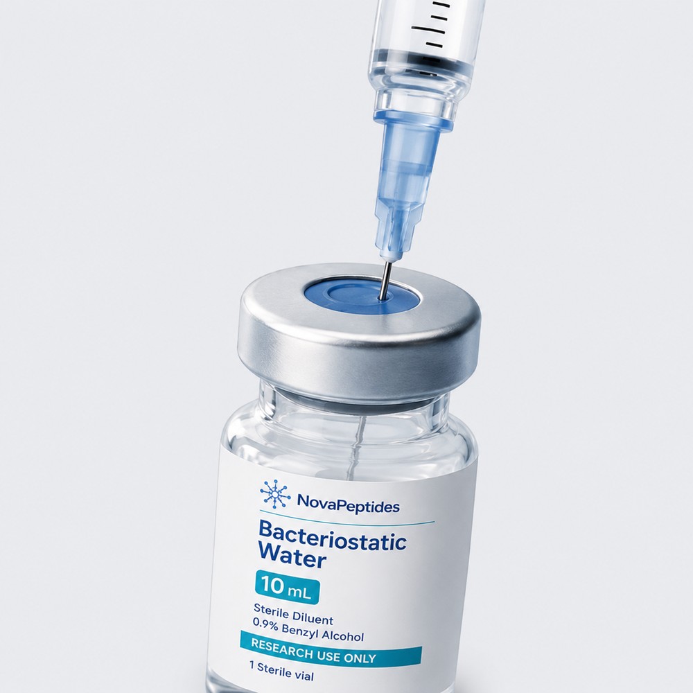 Reconstitute: adding bacteriostatic water to the peptide vial with a syringe