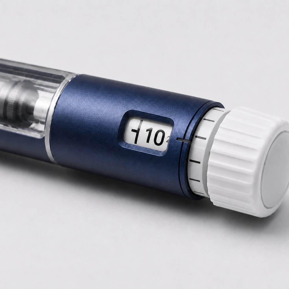 Dose and store: dialling the dose on the pen, then refrigerating the kit